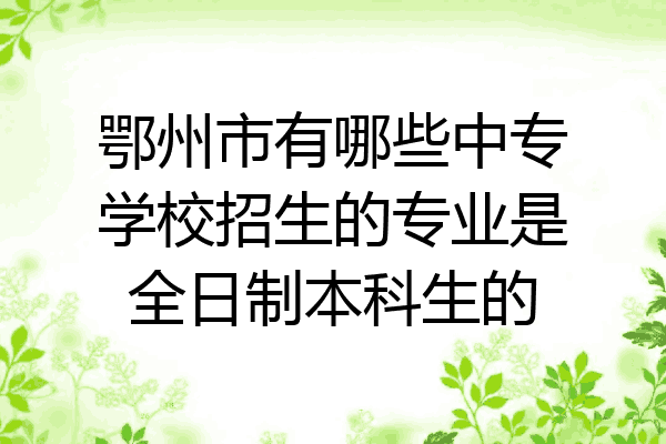 鄂州市有哪些中专学校招生的专业是全日制本科生的