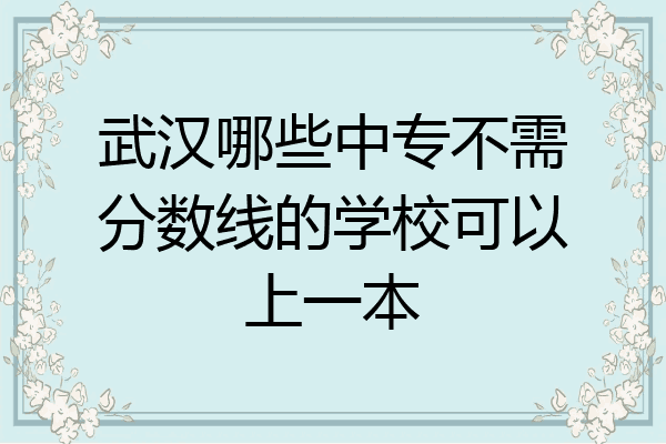 武汉哪些中专不需分数线的学校可以上一本