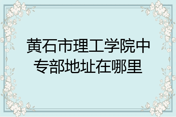 黄石市理工学院中专部地址在哪里