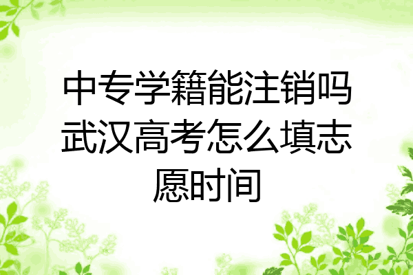 中专学籍能注销吗武汉高考怎么填志愿时间