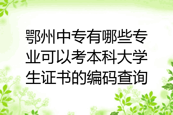 鄂州中专有哪些专业可以考本科大学生证书的编码查询