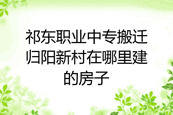 祁东职业中专搬迁归阳新村在哪里建的房子