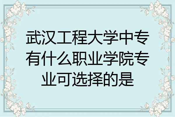 武汉工程大学中专有什么职业学院专业可选择的是