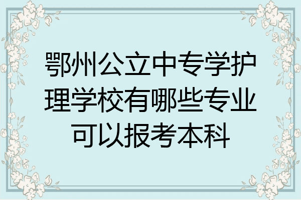 鄂州公立中专学护理学校有哪些专业可以报考本科
