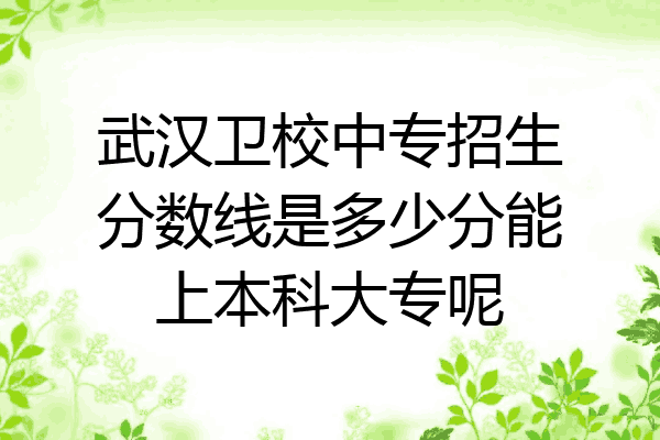武汉卫校中专招生分数线是多少分能上本科大专呢
