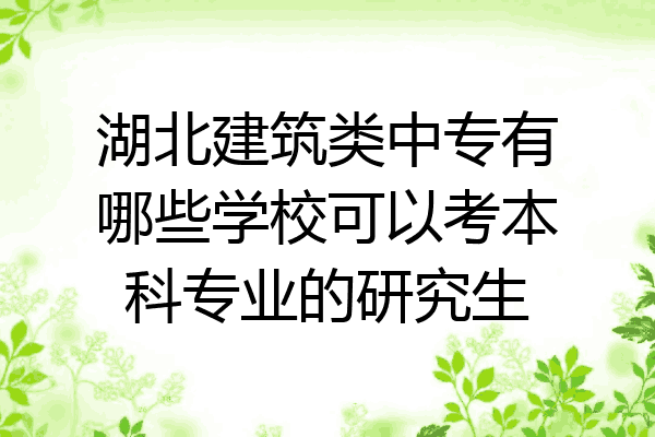 湖北建筑类中专有哪些学校可以考本科专业的研究生