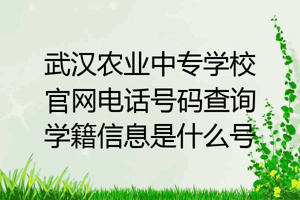 武汉农业中专学校官网电话号码查询学籍信息是什么号