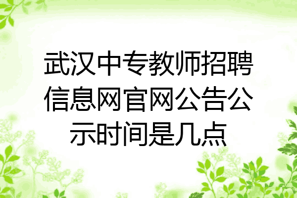 武汉中专教师招聘信息网官网公告公示时间是几点