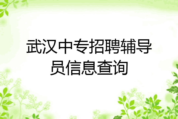 武汉中专招聘辅导员信息查询