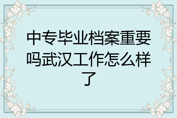 中专毕业档案重要吗武汉工作怎么样了