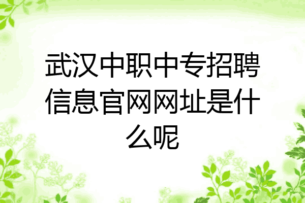 武汉中职中专招聘信息官网网址是什么呢