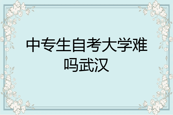 中专生自考大学难吗武汉