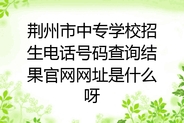 荆州市中专学校招生电话号码查询结果官网网址是什么呀