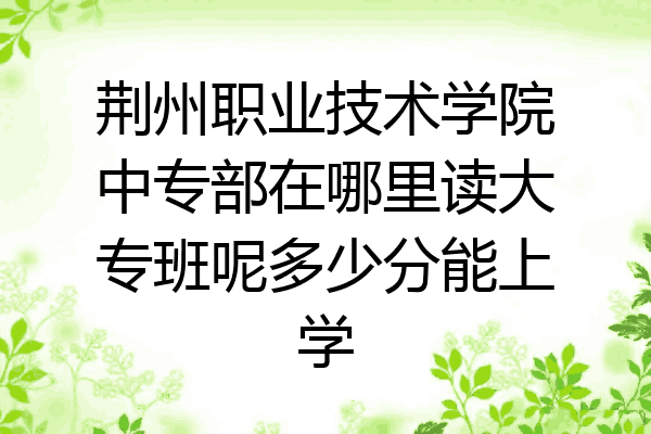 荆州职业技术学院中专部在哪里读大专班呢多少分能上学
