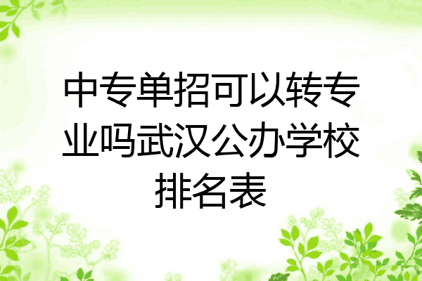 中专单招可以转专业吗武汉公办学校排名表