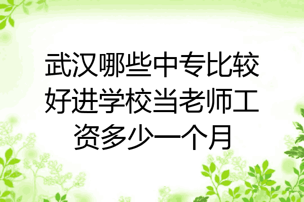 武汉哪些中专比较好进学校当老师工资多少一个月