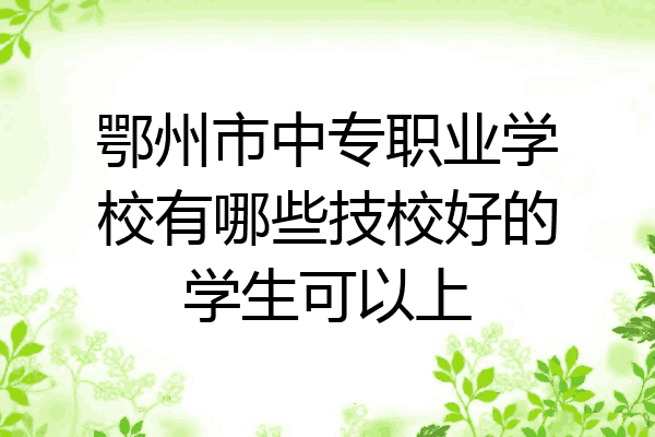 鄂州市中专职业学校有哪些技校好的学生可以上