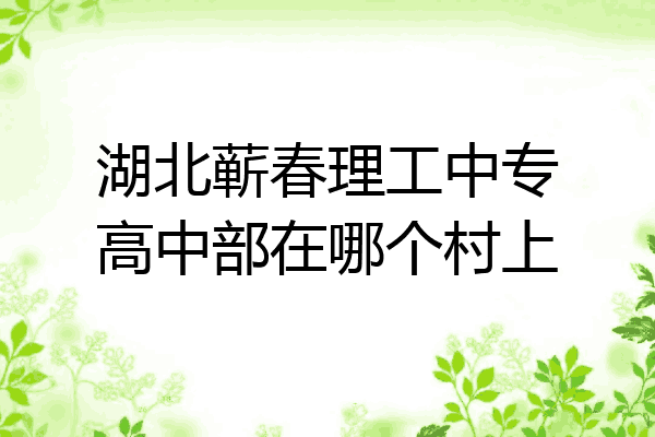 湖北蕲春理工中专高中部在哪个村上