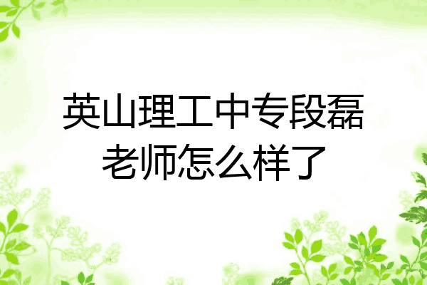 英山理工中专段磊老师怎么样了