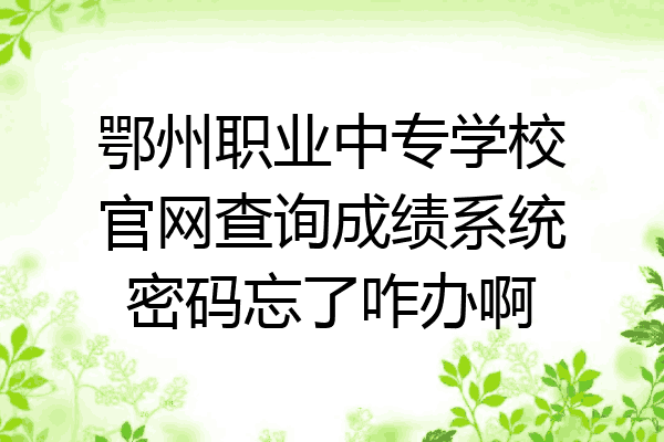 鄂州职业中专学校官网查询成绩系统密码忘了咋办啊