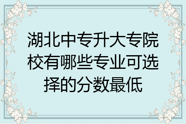 湖北中专升大专院校有哪些专业可选择的分数最低