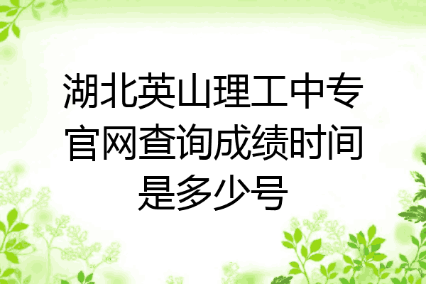 湖北英山理工中专官网查询成绩时间是多少号