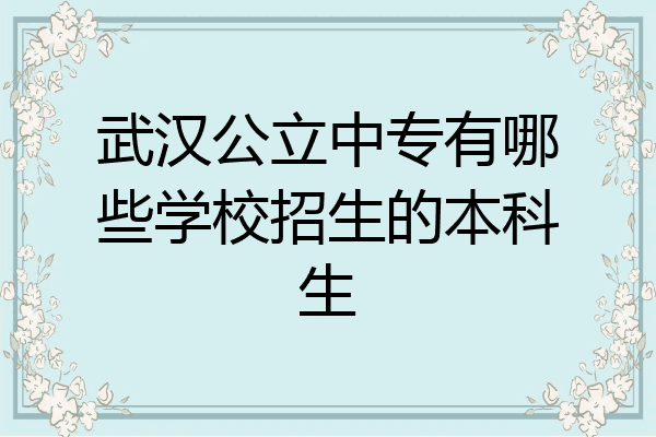 武汉公立中专有哪些学校招生的本科生