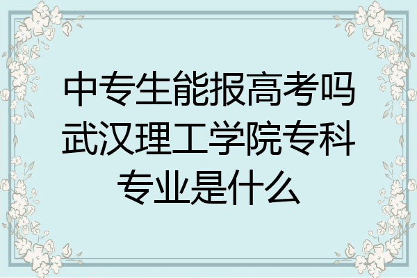 中专生能报高考吗武汉理工学院专科专业是什么