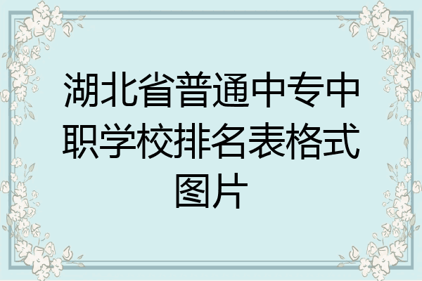 湖北省普通中专中职学校排名表格式图片