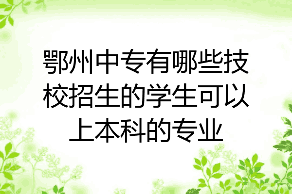 鄂州中专有哪些技校招生的学生可以上本科的专业