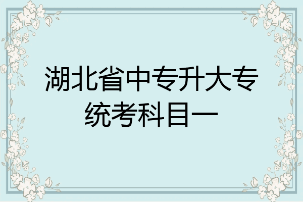 湖北省中专升大专统考科目一