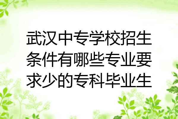 武汉中专学校招生条件有哪些专业要求少的专科毕业生