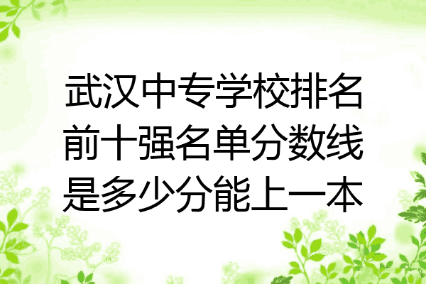 武汉中专学校排名前十强名单分数线是多少分能上一本