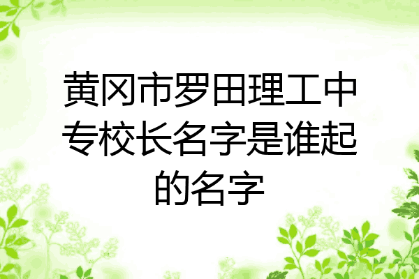 黄冈市罗田理工中专校长名字是谁起的名字