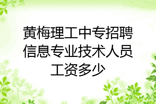 黄梅理工中专招聘信息专业技术人员工资多少