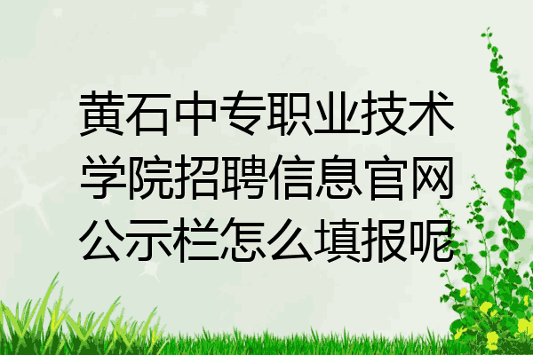 黄石中专职业技术学院招聘信息官网公示栏怎么填报呢