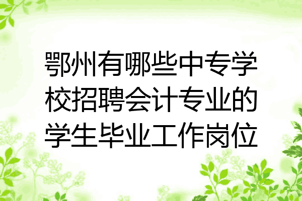 鄂州有哪些中专学校招聘会计专业的学生毕业工作岗位