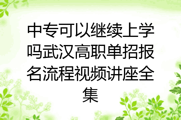 中专可以继续上学吗武汉高职单招报名流程视频讲座全集