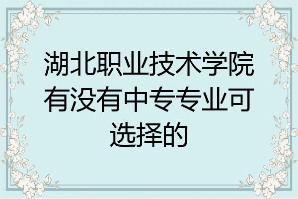 湖北职业技术学院有没有中专专业可选择的