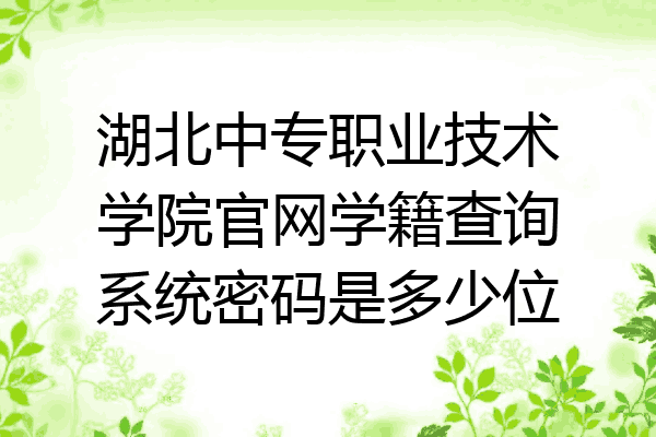 湖北中专职业技术学院官网学籍查询系统密码是多少位