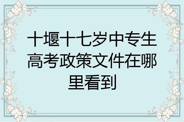十堰十七岁中专生高考政策文件在哪里看到
