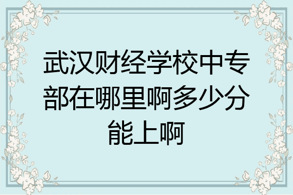 武汉财经学校中专部在哪里啊多少分能上啊
