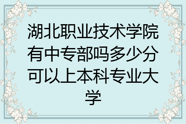 湖北职业技术学院有中专部吗多少分可以上本科专业大学