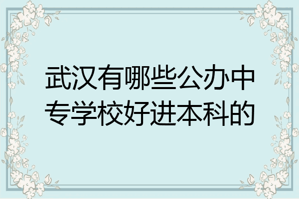 武汉有哪些公办中专学校好进本科的