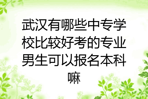 武汉有哪些中专学校比较好考的专业男生可以报名本科嘛