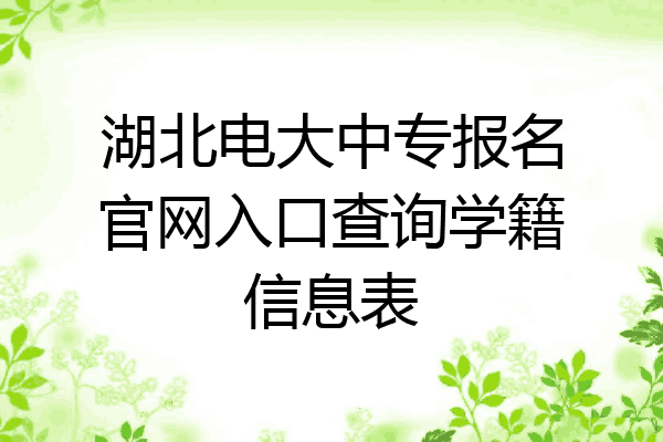 湖北电大中专报名官网入口查询学籍信息表