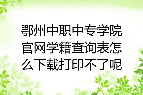 鄂州中职中专学院官网学籍查询表怎么下载打印不了呢