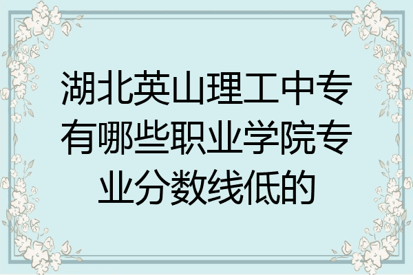 湖北英山理工中专有哪些职业学院专业分数线低的