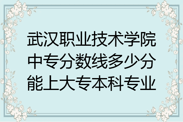 武汉职业技术学院中专分数线多少分能上大专本科专业