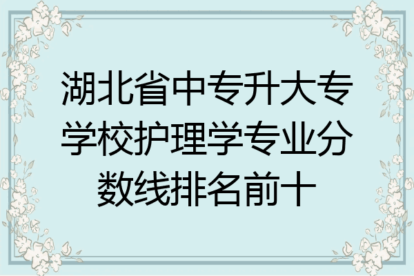 湖北省中专升大专学校护理学专业分数线排名前十